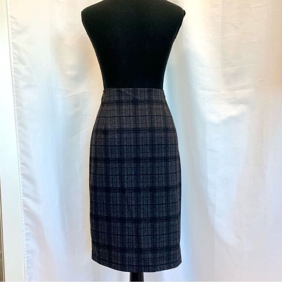 Philosophy brown gray plaid check pencil skirt Sz M - Picture 3 of 11